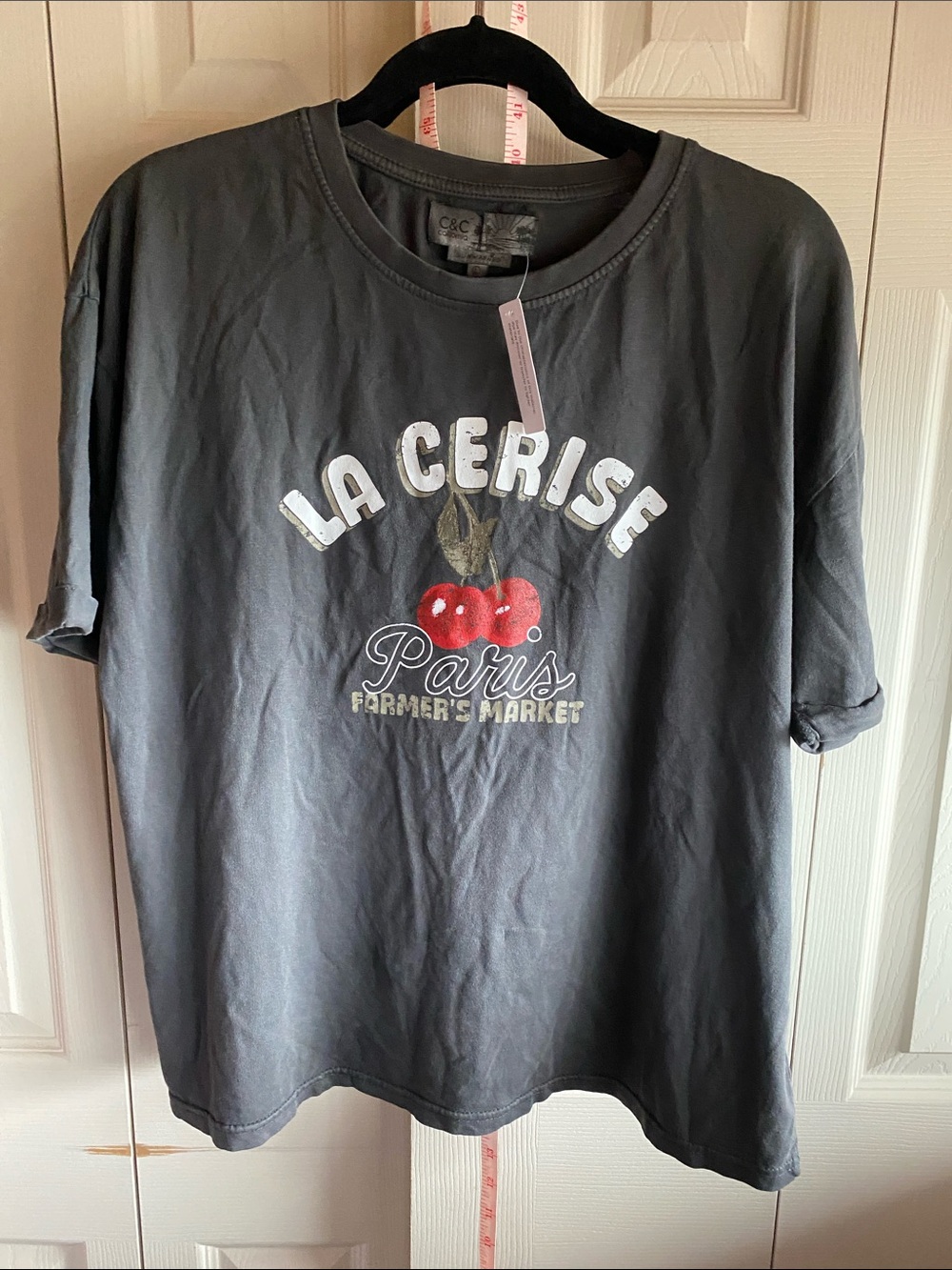 C&C California NWT "La Cerise Paris" 🍒 Graphic Oversized Sunwashed Cotton Tee